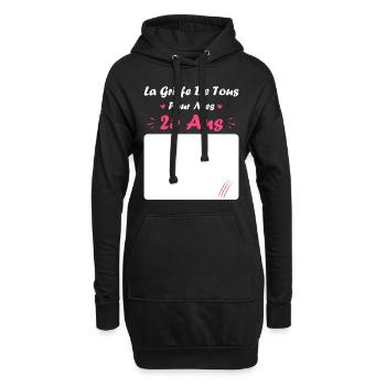la griffe de tous pour mes 25 Ans - Sweat-shirt à capuche long Femme - noir - Devant
