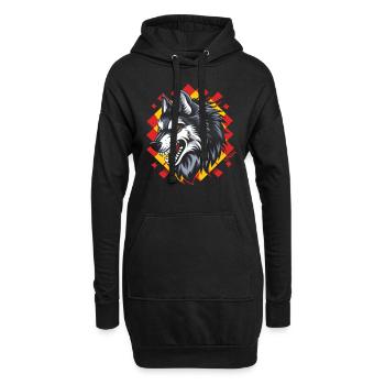 Le grand méchant motif à carreaux loup - Sweat-shirt à capuche long Femme - noir - Devant