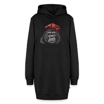 Parodie-Design für einen Gorilla Krieg - Hoodie-Kleid - Schwarz - Vorne - AI Model Female 172 light (172cm)