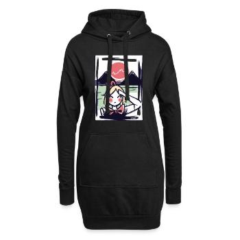 Japanisches Mädchen in Japan unter der roten Sonne - Hoodie-Kleid - Schwarz - Vorne