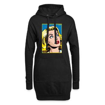 Cartoon Pop Art : Femme blonde en action - Sweat-shirt à capuche long Femme - noir - Devant