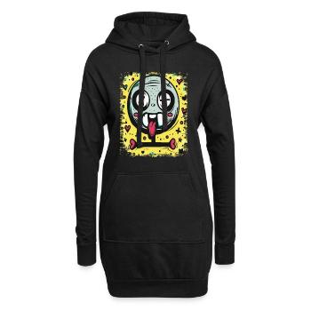 Croquis avec des cœurs, des croix et une tête de mort - Sweat-shirt à capuche long Femme - noir - Devant