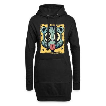 Coeurs, Croix, Dessin Animé et Hamster Coquin - Sweat-shirt à capuche long Femme - noir - Devant