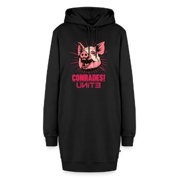 Parodie auf Sozialismus Kommunismus Schwein - Hoodie-Kleid - Schwarz - Vorne - AI Model Female 172 light (172cm)