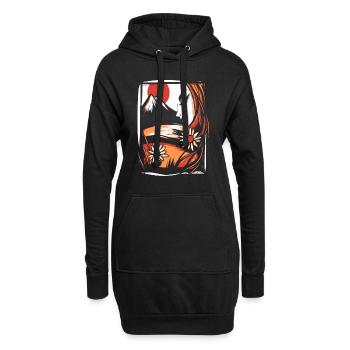 Une belle femme profite de la beauté de la nature - Sweat-shirt à capuche long Femme - noir - Devant