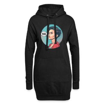 Dessin animé Pop Art : Une femme dit « Plus jamais » - Sweat-shirt à capuche long Femme - noir - Devant