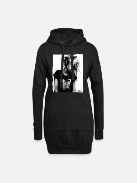 Punk Mädchen - Hoodie-Kleid - Schwarz