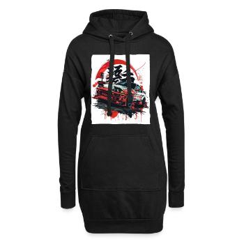 Straßenrennen mit japanischen JDM-Autos der 90er - Hoodie-Kleid - Schwarz - Vorne