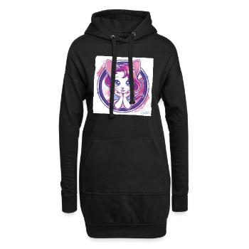 Comic Anime Katze schaut dich an - Hoodie-Kleid - Schwarz - Vorne