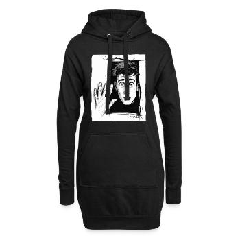 Abstrakt surrealistischer Cartoon Mann - Hoodie-Kleid - Schwarz - Vorne