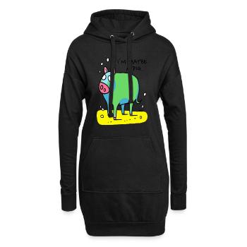 Bauernhof Tier, vielleicht ein Schwein - Hoodie-Kleid - Schwarz - Vorne