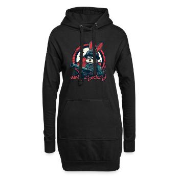 Soldat Bunny : La guerre c’est de la merde - Sweat-shirt à capuche long Femme - noir - Devant