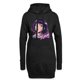 Coquine fille d’anime riche - Sweat-shirt à capuche long Femme - noir - Devant
