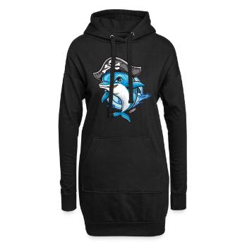 Pirate dauphin de dessin animé - Sweat-shirt à capuche long Femme - noir - Devant