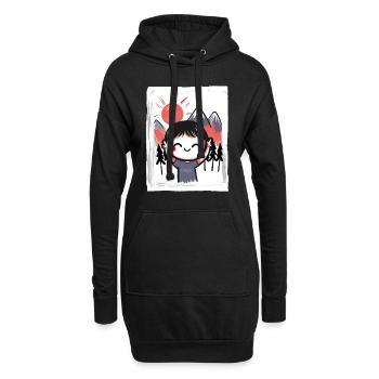 Enfant drôle et heureux dans la nature - Sweat-shirt à capuche long Femme - noir - Devant