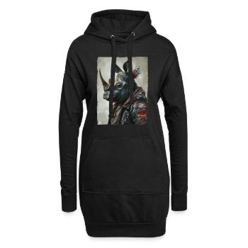 Patriotischer Punk-Nashorn - Hoodie-Kleid - Schwarz - Vorne