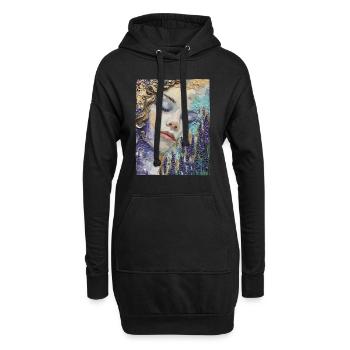 Mädchen schläft im Lavendel - Hoodie-Kleid - Schwarz - Vorne