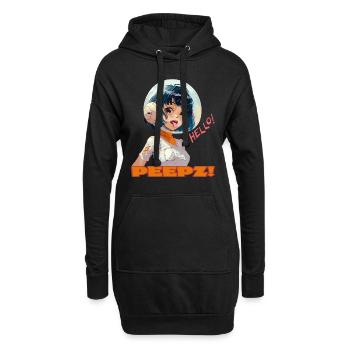 Astronauten-Mädchen: Hallo Leute - Hoodie-Kleid - Schwarz - Vorne