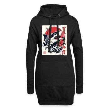 Cool fumer le requin japonais - Sweat-shirt à capuche long Femme - noir - Devant
