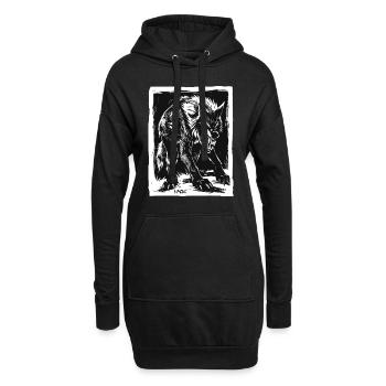 Böser Horror-Werwolf oder Wolf - Hoodie-Kleid - Schwarz - Vorne