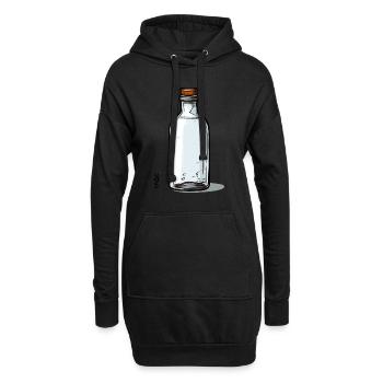 Leeres Glas-Flaschen-Motiv, Flasche ist leer - Hoodie-Kleid - Schwarz - Vorne