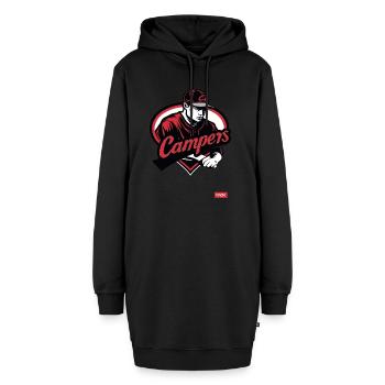 Parodie-Team von Baseball-Campern - Hoodie-Kleid - Schwarz - Vorne - AI Model Female 172 light (172cm)