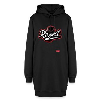 Parodie-Baseball Team: Respekt - Hoodie-Kleid - Schwarz - Vorne - AI Model Female 172 light (172cm)