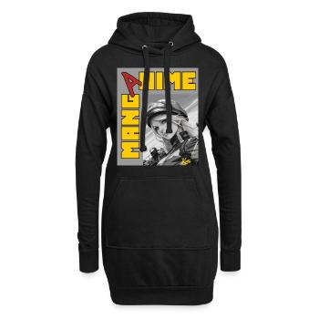 Manga Anime Motor-Rennfahrer-Mädchen - Hoodie-Kleid - Schwarz - Vorne