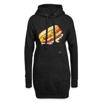 Moutarde et saucisse dans un petit pain : Hot-dog - Sweat-shirt à capuche long Femme - noir - Devant