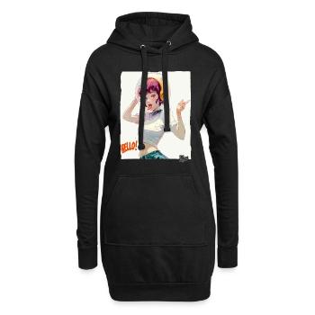 Drôle d’astronaute dit bonjour - Sweat-shirt à capuche long Femme - noir - Devant
