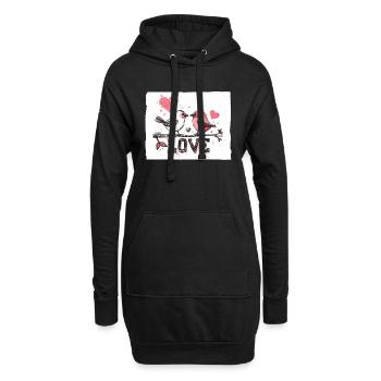 Deux oiseaux aimants, amour d’oiseau - Sweat-shirt à capuche long Femme - noir - Devant