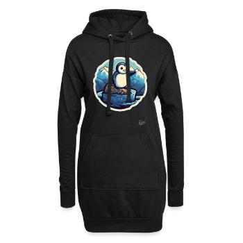 Niedlicher kleiner Pinguin auf einer Eisscholle - Hoodie-Kleid - Schwarz - Vorne