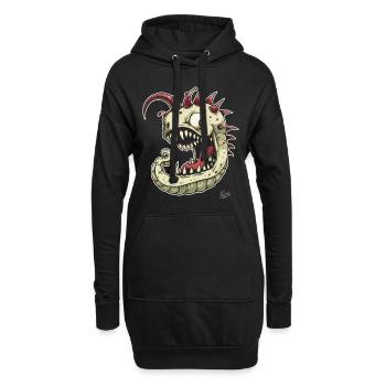 Ein starker, seltsamer Monster-Wurm - Hoodie-Kleid - Schwarz - Vorne