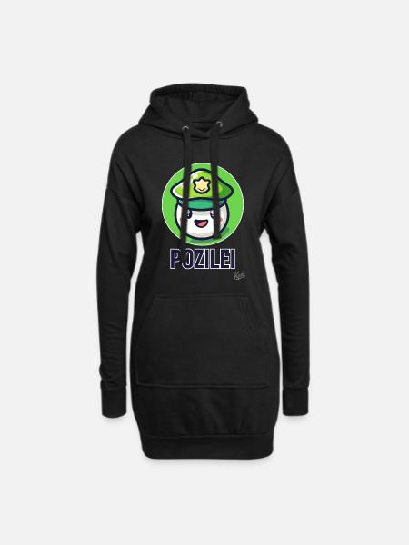 funny little cute cute ball, Pozilei - Hoodie Dress - black