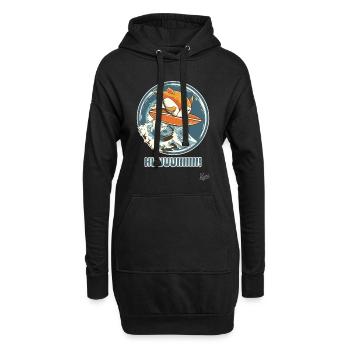 Lustiger Sushi-Fisch surft auf einer Welle - Hoodie-Kleid - Schwarz - Vorne