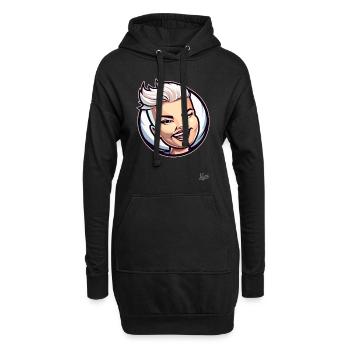 Chat porte-bonheur à poil court : Femme, fraîche et effrontée ! - Sweat-shirt à capuche long Femme - noir - Devant