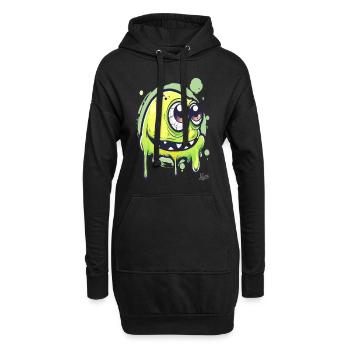 Lustiges Schleim-Monster - Hoodie-Kleid - Schwarz - Vorne