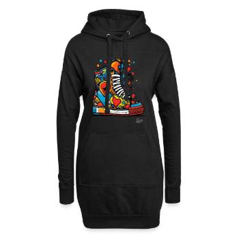 Funky Graffiti: Colorful Sneakers with Hearts - Hoodie Dress - black - Front