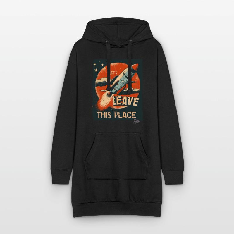 Lass uns mit einer Rakete hier abhauen Hoodie-Kleid