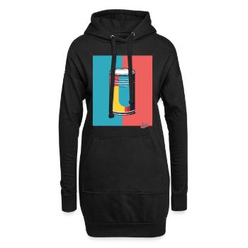 Pop Art und eine bunte Dose - Hoodie-Kleid - Schwarz - Vorne
