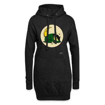 Enfant endormi et la lune et les étoiles - Sweat-shirt à capuche long Femme - noir - Devant