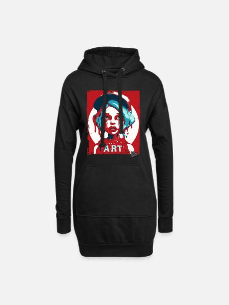 Streetart Mädchen mit Sauce und Kappe - Hoodie-Kleid - Schwarz