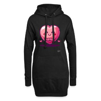 Kawaii Herzchen: Glücklich und Süß - Hoodie-Kleid - Schwarz - Vorne