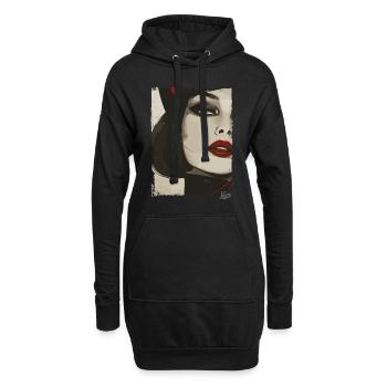 Fille chat vintage en costume noir - Sweat-shirt à capuche long Femme - noir - Devant