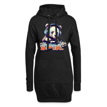 Drôle d’ours DJ des années 90 Style Disco Rétro - Sweat-shirt à capuche long Femme - noir - Devant