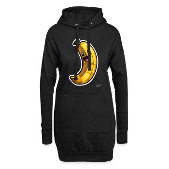Lustige Pixel-Banane - Hoodie-Kleid - Schwarz - Vorne