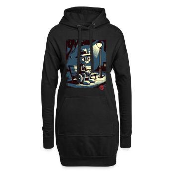eine Nacht im Park und eine melancholisches Katze - Hoodie-Kleid - Schwarz - Vorne