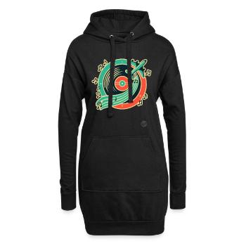 Musique rétro et design de voyage « Plate & Airplane » - Sweat-shirt à capuche long Femme - noir - Devant