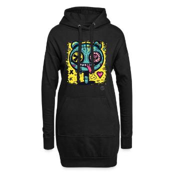 Supercoole Graffiti Monster Kreatur mit Herzen - Hoodie-Kleid - Schwarz - Vorne