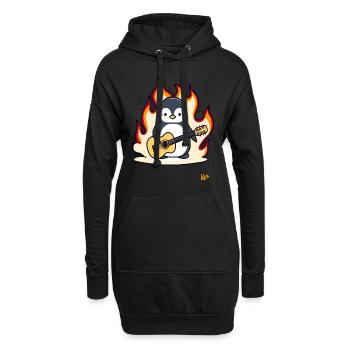 Musique Guitare Pingouin - Sweat-shirt à capuche long Femme - noir - Devant
